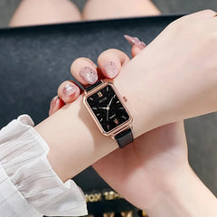 5pcs Stellar Black Elegance Watch & Bracelet Set