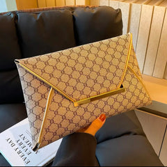 Classic Elegant Envelope Clutch Wallet – Gray Grid