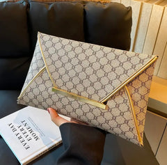 Classic Elegant Envelope Clutch Wallet – Gray Grid