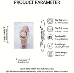 2pcs Radiant Bloom Rose Gold Watch & Bracelet Set