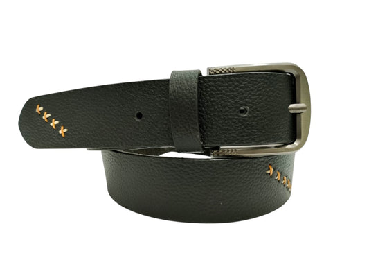 Premium Leather Belt with Hand-Stitched Detailing and Steel Buckle