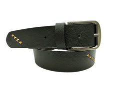 Premium Leather Belt with Hand-Stitched Detailing and Steel Buckle