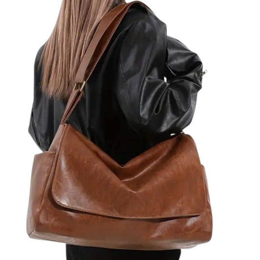 Versatile Oversized Leather Shoulder Bag