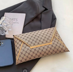 Classic Elegant Envelope Clutch Wallet – Gray Grid