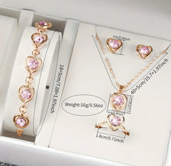 6pcs Pink Elegance Watch and Jewelry Set