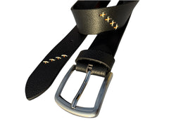 Premium Leather Belt with Hand-Stitched Detailing and Steel Buckle
