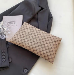 Classic Elegant Envelope Clutch Wallet – Gray Grid