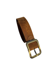Premium Crazy Horse Genuine Leather Belt with Brass Buckle - Durable and Stylish