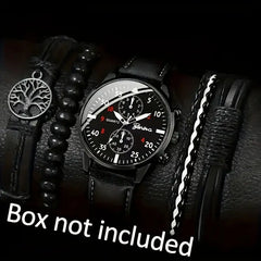 5pcs Classic Men’s Watch and Bracelet Set
