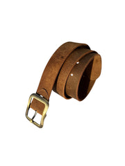 Premium Crazy Horse Genuine Leather Belt with Brass Buckle - Durable and Stylish