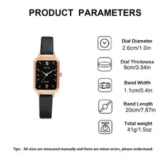 5pcs Stellar Black Elegance Watch & Bracelet Set