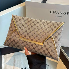 Classic Elegant Envelope Clutch Wallet – Gray Grid