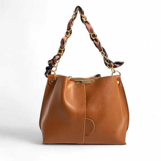 ScarletTwist Women’s Bag – with Scarf & Chain Accessory