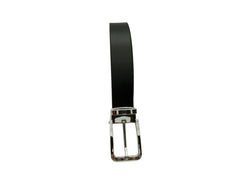 Sleek Black Leather Belt - Polished Steel Buckle, Premium Quality