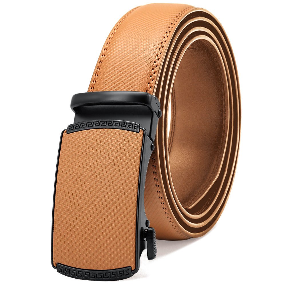 Auto buckle leather leather belt for men - TRENDZYOL