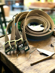 Premium Crazy Horse Genuine Leather Belt with Brass Buckle - Durable and Stylish