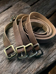 Premium Crazy Horse Genuine Leather Belt with Brass Buckle - Durable and Stylish