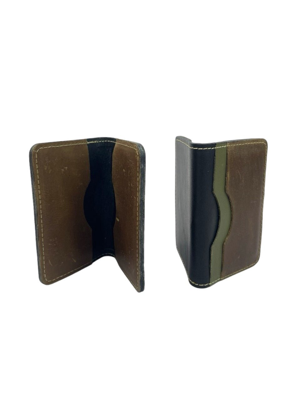 Dual - Tone Vintage Leather Wallet (Handmade) - TRENDZYOL