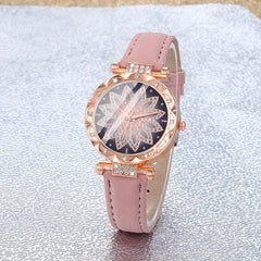 2pcs Radiant Bloom Rose Gold Watch & Bracelet Set