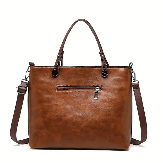 Premium Multi-Pocket Leather Tote Bag
