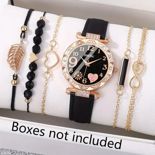 Eternal Charm Black Watch & Bracelet Set