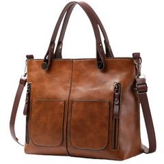 Premium Multi-Pocket Leather Tote Bag