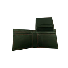 Premium Pure Black Leather Wallet with Multi Stitching