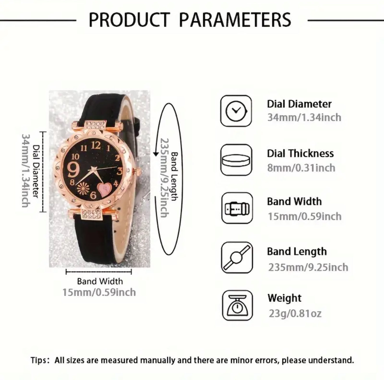 Eternal Charm Black Watch & Bracelet Set