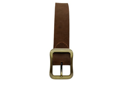 Premium Vintage Genuine Leather Belt with Brass Buckle - Durable and Stylish