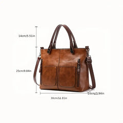 Premium Multi-Pocket Leather Tote Bag