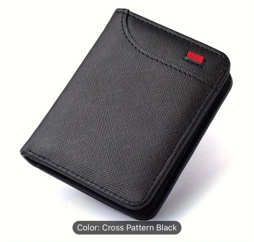 Slim Retro Wallet – Cross Pattern