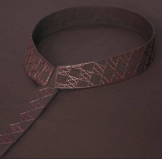 EU002 Chocolate Brown Embroidery Suiting