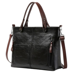 Premium Multi-Pocket Leather Tote Bag