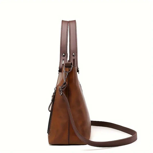 Premium Multi-Pocket Leather Tote Bag